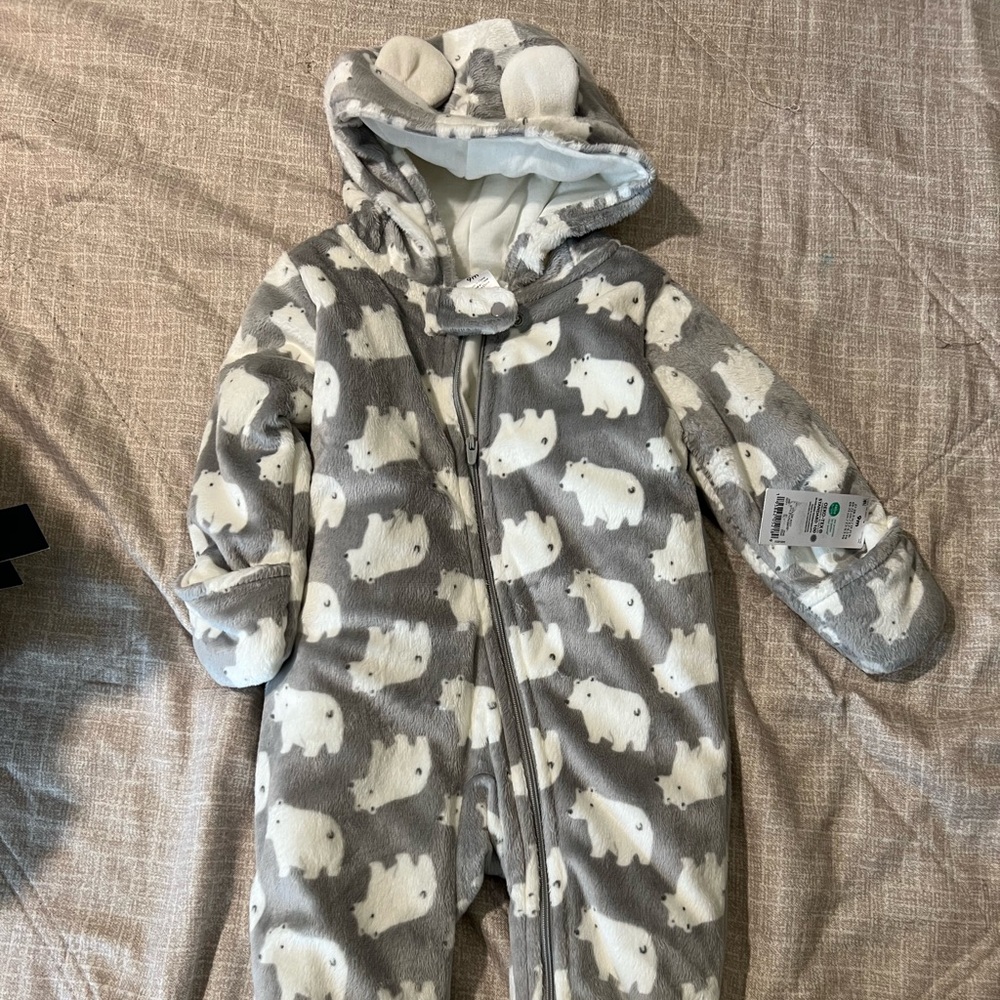 Cozy Gray Polar Bear Kids Bodysuit